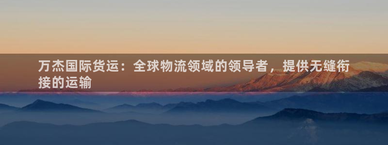 尊龙凯时怎么注销账号：万杰国际货运：全球物流领域的领导者